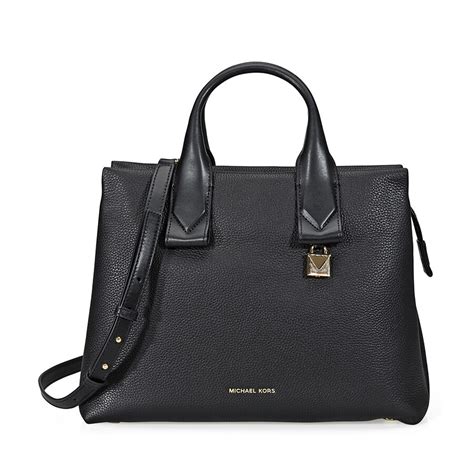 MICHAEL KORS Rollins Large Black Pebbled Leather Satchel